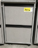 2-drawer letter file cabinet, gray, rolls, measures 16