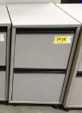 2-drawer letter file cabinet, gray, rolls, measures 16