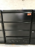 metal 4-drawer lateral file cabinet, black, measures 36