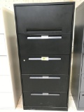 metal 5-drawer lateral file cabinet, black, measures 30
