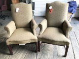 arm chair with wood, fabric, 2pc
