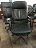 rolling office chair, black leather