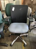 rolling office chair, gray/black fabric