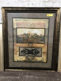 framed art print - tuscan villa by Douglas (?) with architectual element, x