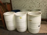 1 metal drum, 4 garbage cans, 15 plastic barrels
