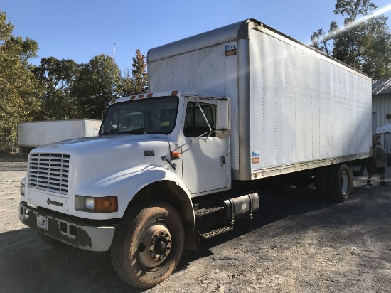 1998 International DT466E 4700 Series 24' box truck with side/rear doors, 681746mi, 6 cylinder diese