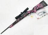 Savage m# 11 308ca rifle ; s# J403531 ; in original box; Muddy Girl pink camo; Nikon scope; bolt act