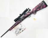 Savage m# 11 223ca rifle ; s# J41128 ; in original box; pink camo; Nikon scope