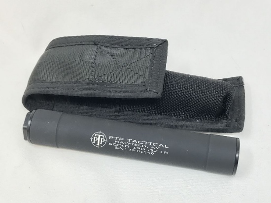 PTP Tactical 19D silencer, for 22ca, 5.75" in length, s#S01140, appears Used