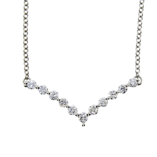 0.50ct Diamond necklace in 18kt White Gold. Diamonds are G-H color, round, VS2-SI1 clarity. Retail p