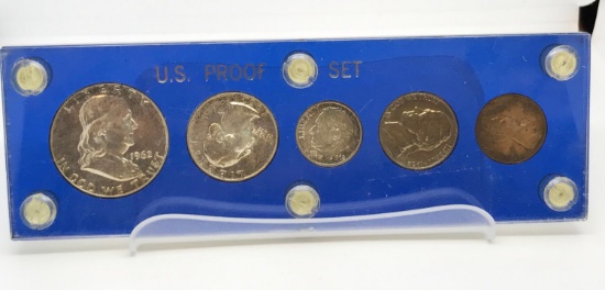 1962 proof set in vintage holder. Due to increased fraud activity, any coin/jewelry purchase totalin