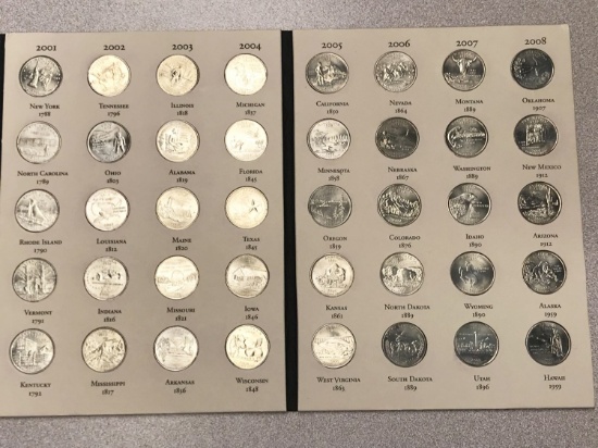 50 states commemorative quarters 1999-2008, uncirculated, in collectors book. Due to increased fraud