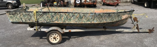 Allstar 15' fiberglass boat with Shoreline trailer, no plates, no HIN/VIN, no prior registration is 