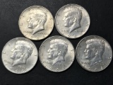 5pc 1964 Kennedy silver dollars