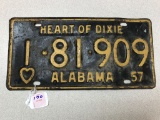 1957 metal Alabama license plate