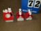 Two Snoopy coing Banks & 1 Snoopy holder