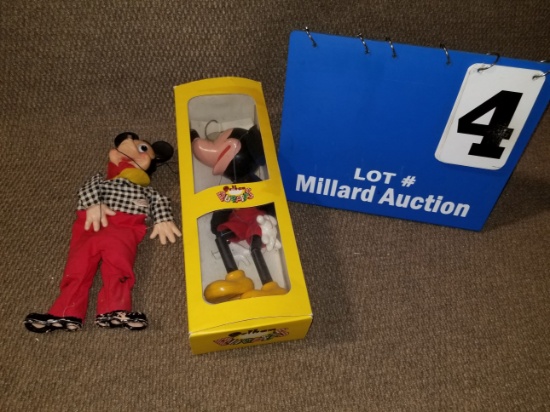 Two Mickey Mouse Marionette Puppets. The Pelhpam in the box & a Gund