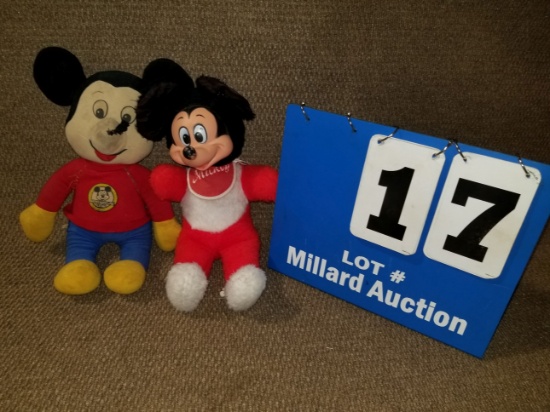 2 vintage mickey mouse plush toys.  Knickerbocker & Unknown