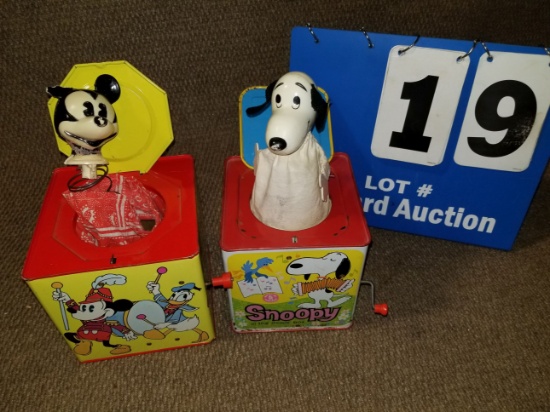 2 Disney Jack in the Box.  Mickey & Snoopy