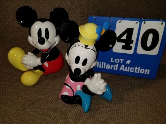 Two large Schmid Mickey and Minnie music boxes