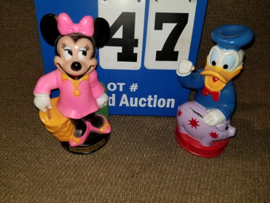 Two Vintage Coin Banks.  Minnie & Donald