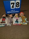Five vintage hand puppets
