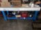Blue and white work bench