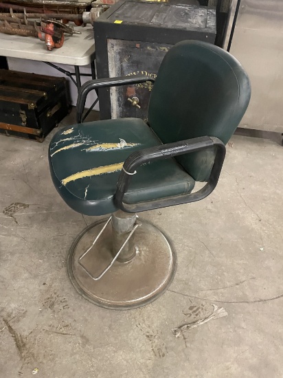 Old Green Barber Shop Chair