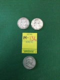 2) 1962 & (1) 1954 Half Dollar Coins
