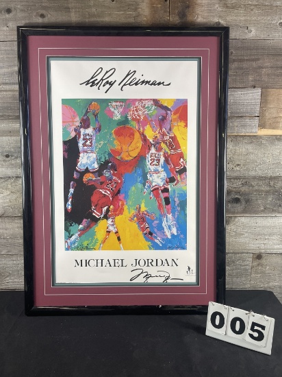 Michael Jordan - Leroy Nieman Poster in frame Hand Signed By Michael Jordan