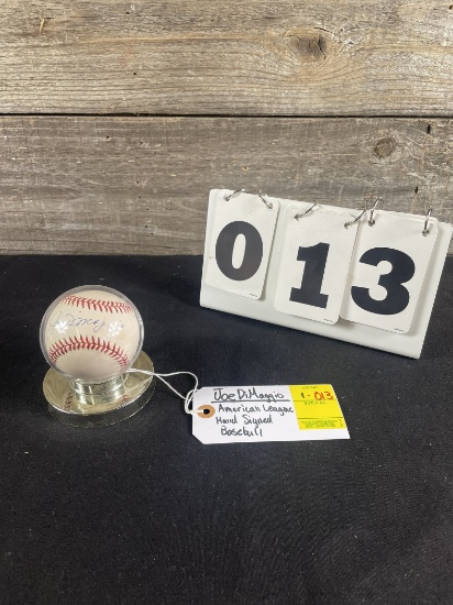Joe DiMaggio ( American league Baseball Personally hand Signed Ball)