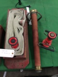 Fire hose and wall mount box with three nozzles