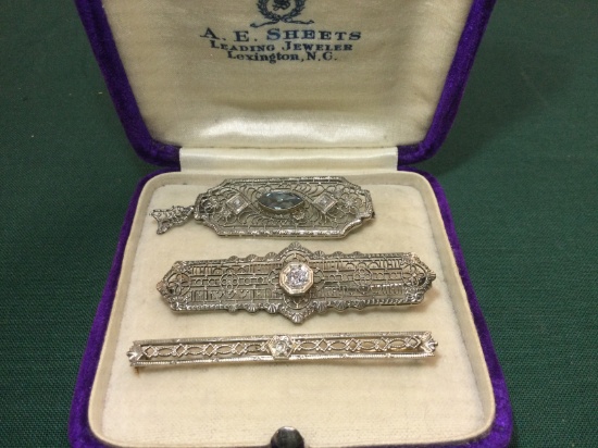 A. E. Sheets pins, circa 1930s