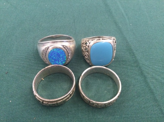 4 .925 Sterling silver rings with epoxy faces