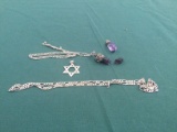 .925 Sterling silver necklaces, 2 amethysts, one is broken