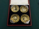 1950s Cartier Gorham Scallop-form nut dishes, set of 4 with original box