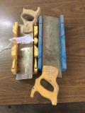 2 mitre boxes and saws