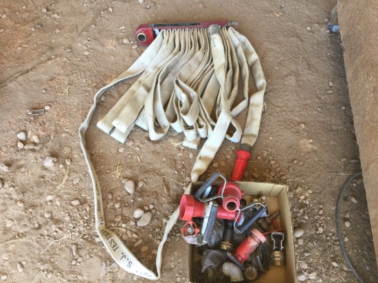 Fire hose rack and nozzles