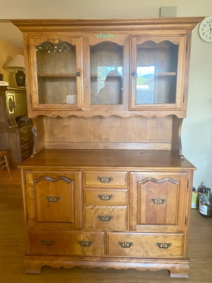SOLID WOOD TWO PIECE CHINA CABINET