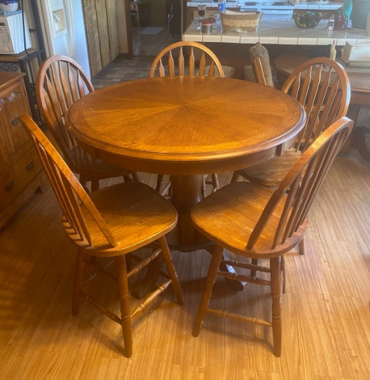 BAR PUB HEIGHT OAK TABLE & CHAIRS