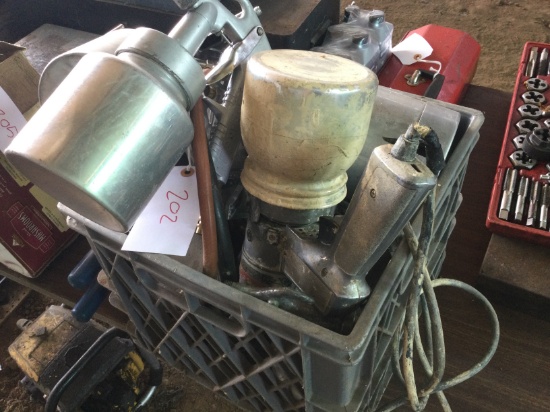 Crate of paint sprayers