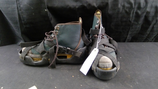 Hiking Boots with strap on cleats, size 11m