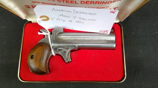 American Derringer Model 4 Stainless.  3" .410 or .45LC