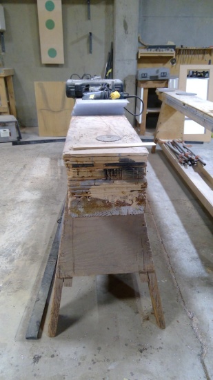 Large Narrow Work Bench, Contents Not Included
