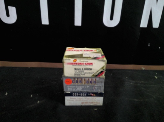 3 boxes various 9mm 20 cartridges each