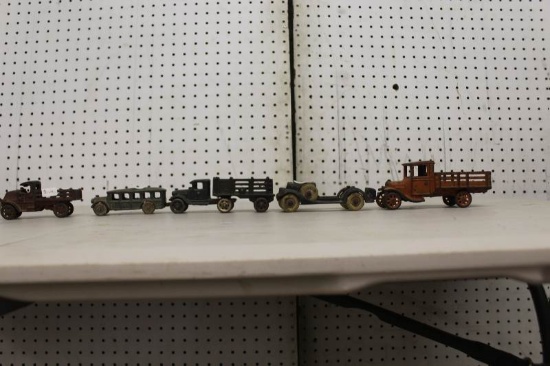 Sixteen Cast Iron Toy Cars-trucks And Novelty Items