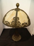 Victorian Slag Glass Panel Table Lamp
