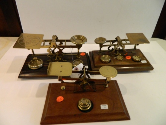 Three British Brass Postal Scales