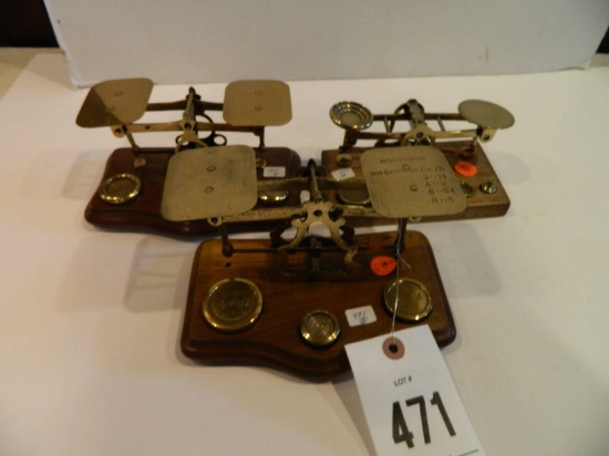 Three Small British Brass Postal Scales