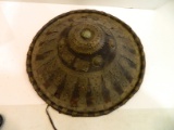 Convex Round Brass Decorated Leather Shield